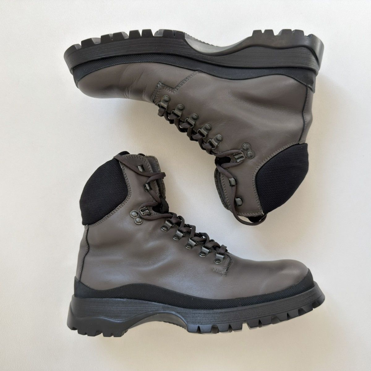Prada Mid 2000s Gray Leather Combat Boots Size US 9 / EU 42 - 2 Thumbnail