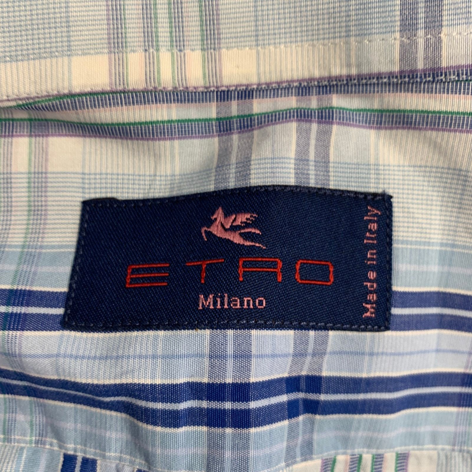 Etro Size M Blue White Plaid Cotton Button Up Long Sleeve Shirt Size US M / EU 48-50 / 2 - 4 Thumbnail