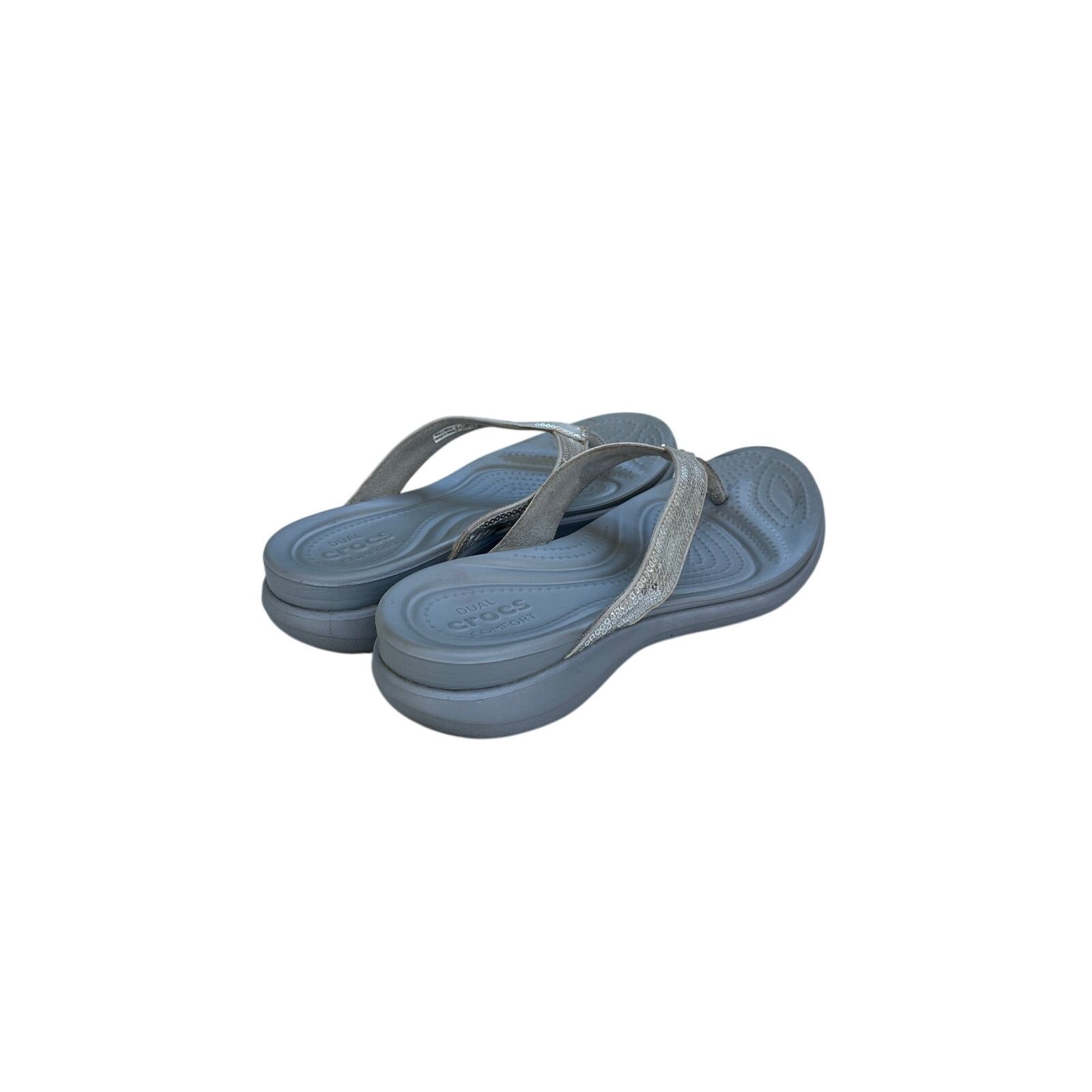 Crocs Womens Crocs Capri V Sequin Flip Flops Sandals Size 9 Silver Size US 9 / IT 39 - 4 Thumbnail