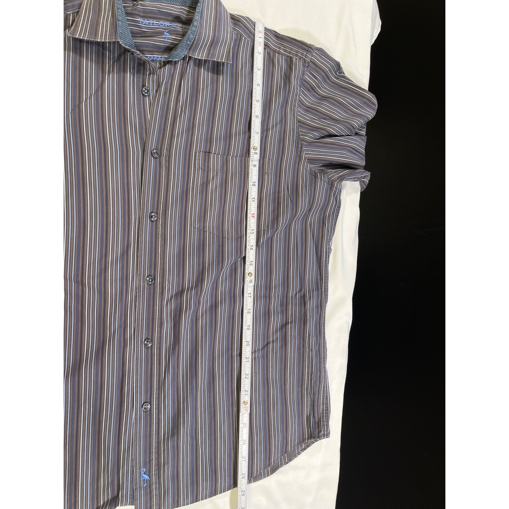 Taylor Byrd TailorByrd SKU 7780 Mens Blue and White Striped Button Down Size US XL / EU 56 / 4 - 5 Thumbnail