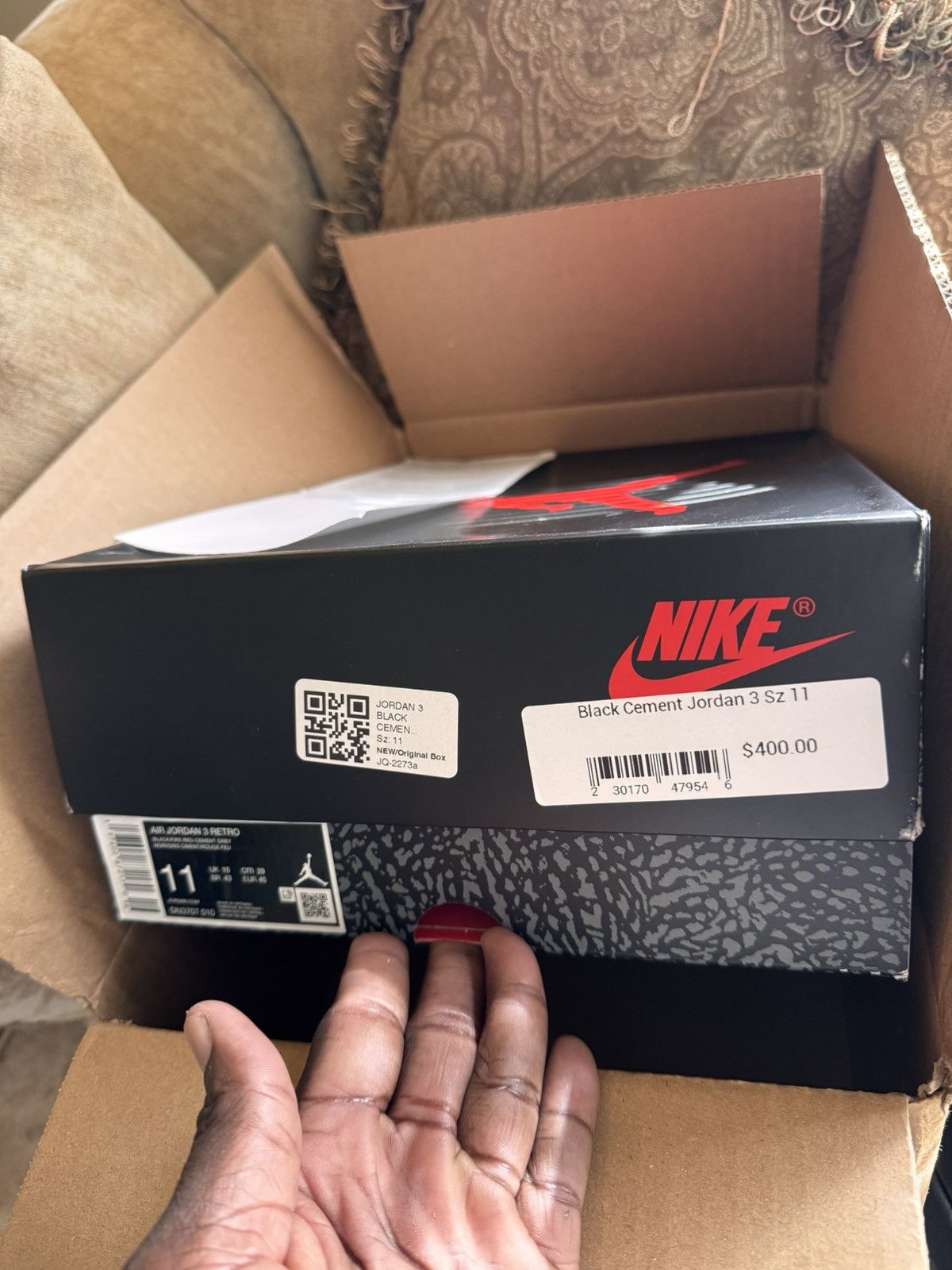 Jordan Brand × Nike Air Jordan 3 Retro Black Cement Size US 11 / EU 44 - 4 Thumbnail