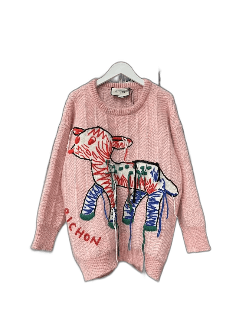 Gucci Gucci Pink Wool Sweater with Animal Design-yf Size US XS / EU 42 / 0 - 1 Thumbnail