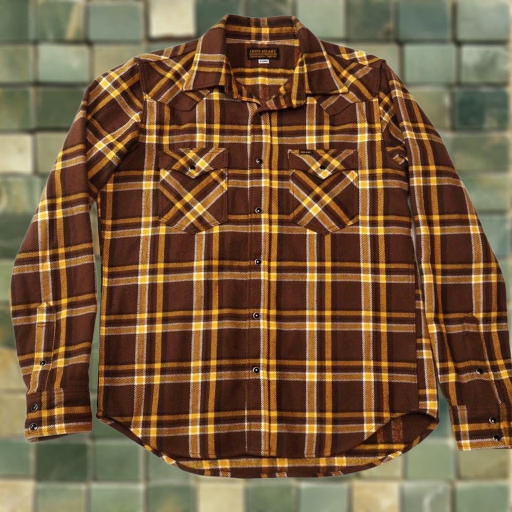 Iron Heart IRON HEART Western Shirt XL Ultra Heavy Flannel IHSH-372 Brown Mens Size US XL / EU 56 / 4 - 1 Thumbnail