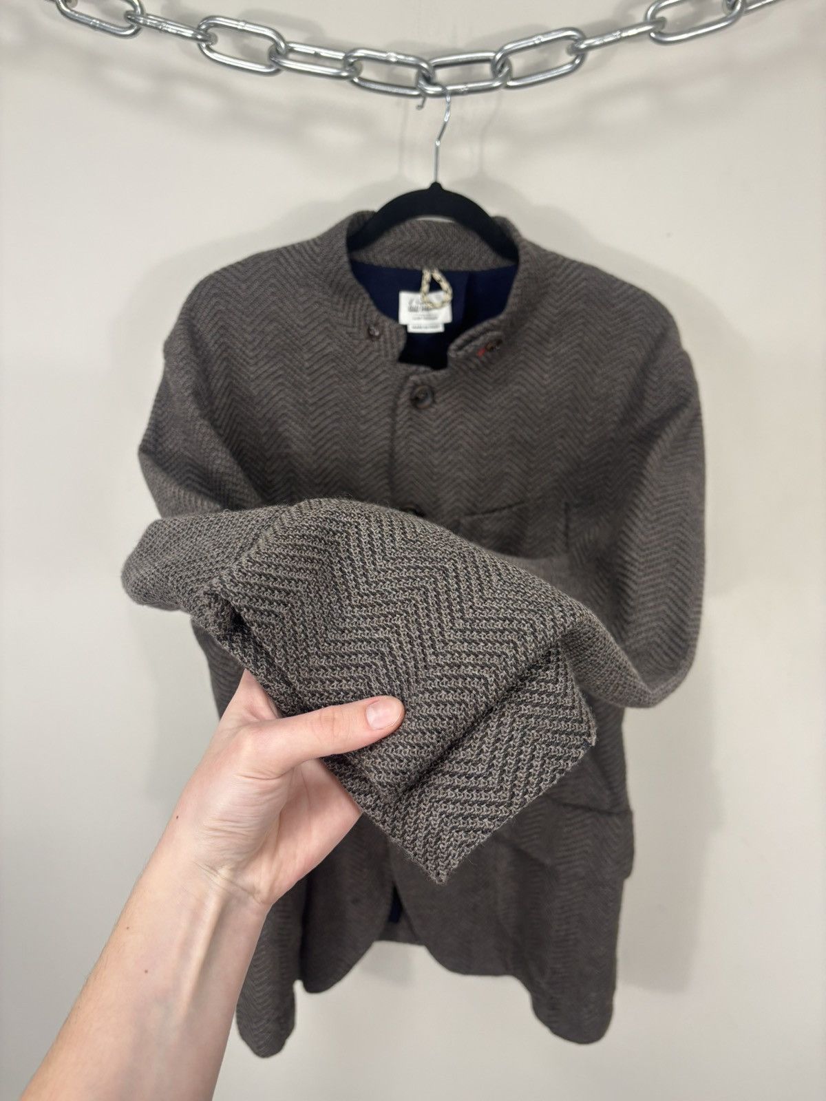 Other Luis Trenker Men’s Herringbone Brown Wool Collar Jacket Size US L / EU 52-54 / 3 - 10 Thumbnail