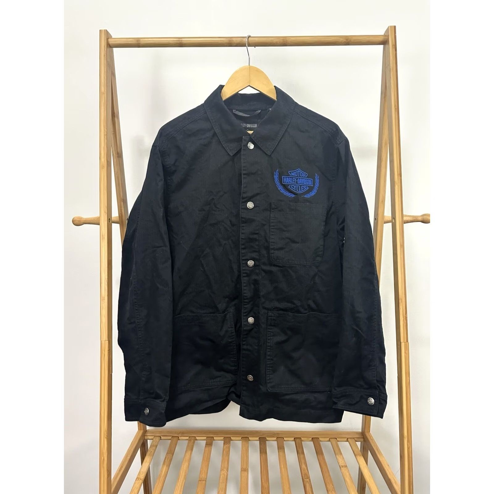 Harley Davidson Harley-Davidson Track Racing Dept Black HBT Chore Motorcycle Workwear Jacket L Mens Black Parka 90s Decade Theme chainstitched Size US L / EU 52-54 / 3 - 2 Thumbnail