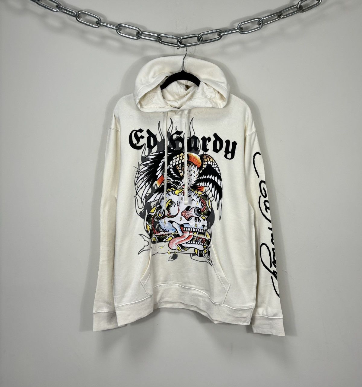 Christian Audigier Ed Hardy NEW Eagle Dead Skull Logo Y2K Hype Hoodie Size US L / EU 52-54 / 3 - 1 Thumbnail