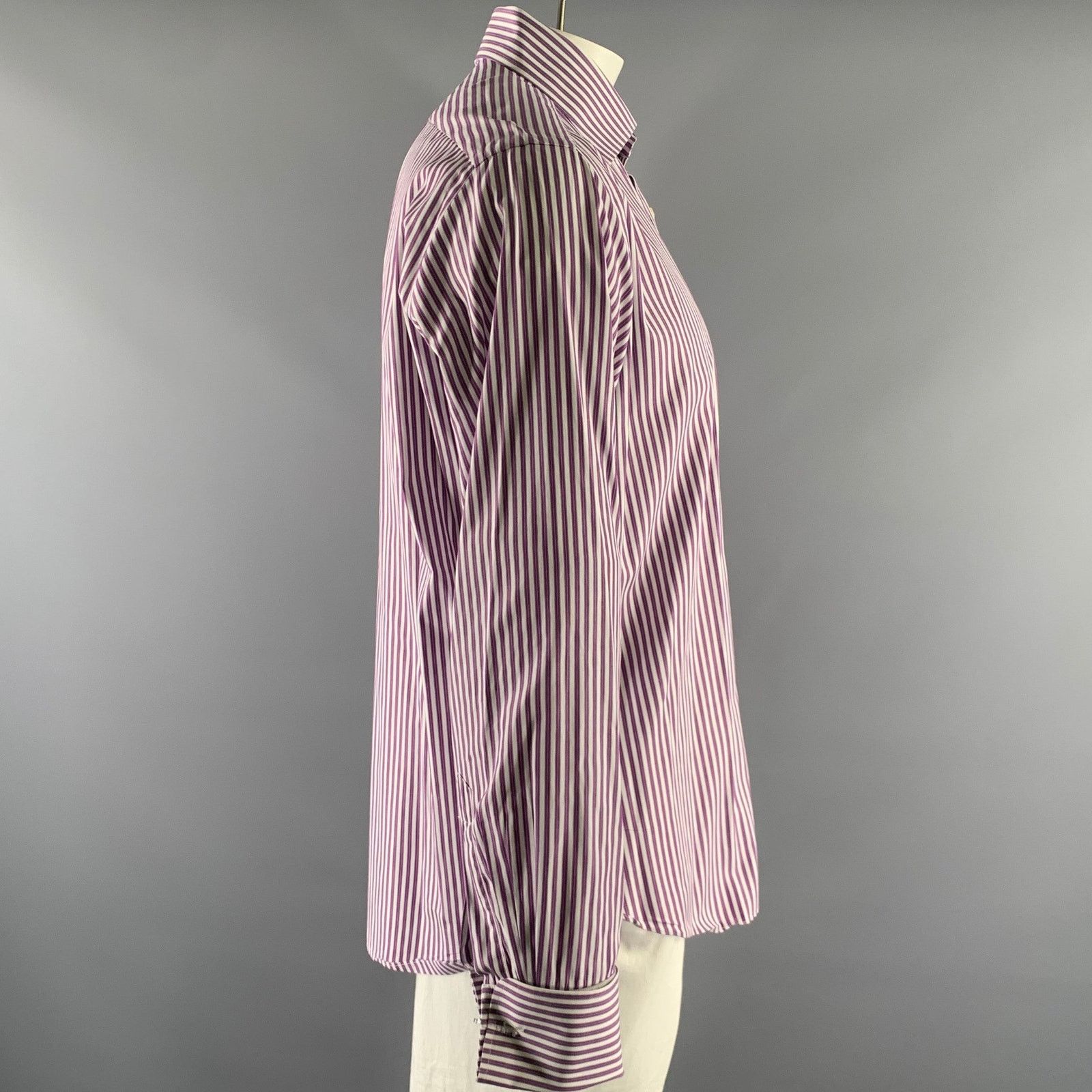 Other TRUZZI XL White Purple Stripe French Cuff Long Sleeve Shirt Size US XL / EU 56 / 4 - 3 Thumbnail