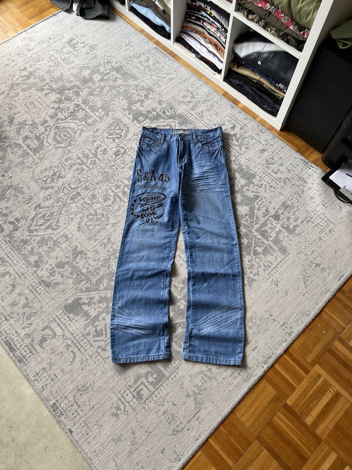 Japanese Brand × Vintage Vintage Baggy Flared Jeans Faded Wide Japanese Dragon Hype Size US 30 / EU 46 - 1 Thumbnail