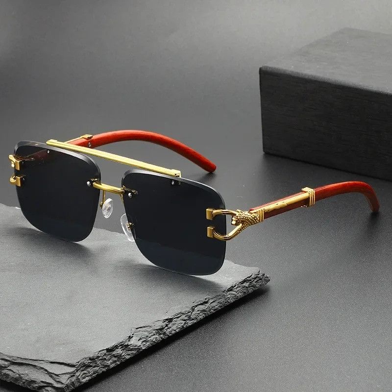 Vintage Rimless Pilot Sunglasses Luxury Square Frame Size ONE SIZE - 2 Thumbnail
