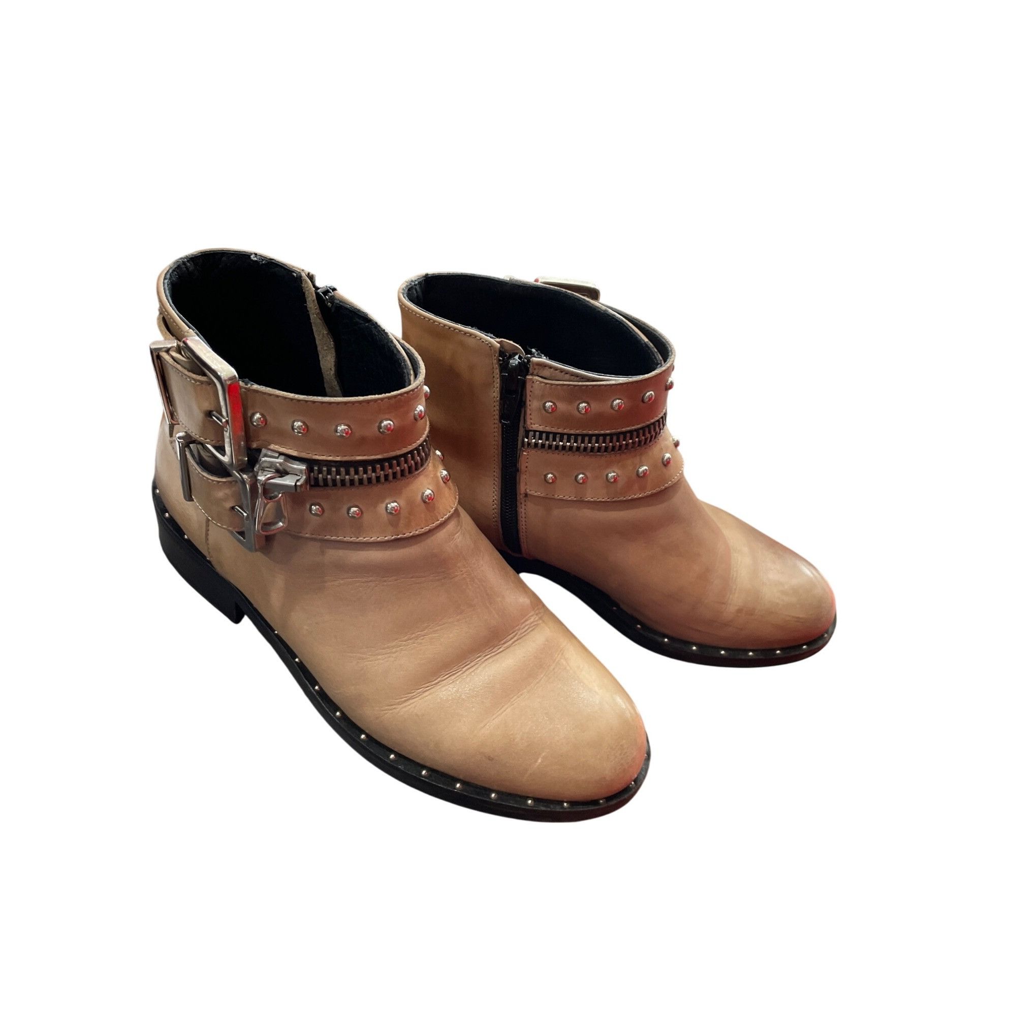 Other Charles David Chief womans Taupe Leather Studded Ankle Boots Size US 8.5 / IT 38.5 - 20 Thumbnail