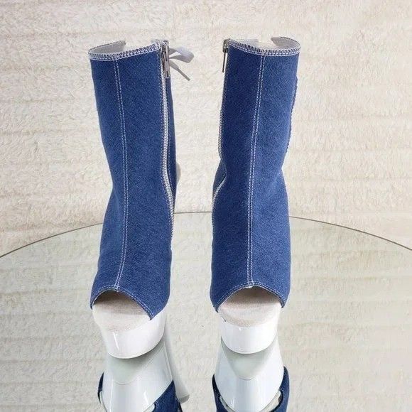 Other Size 8 Posh Denim White UV Platform High Heel Ankle Boots De Size US 8 / IT 38 - 7 Thumbnail