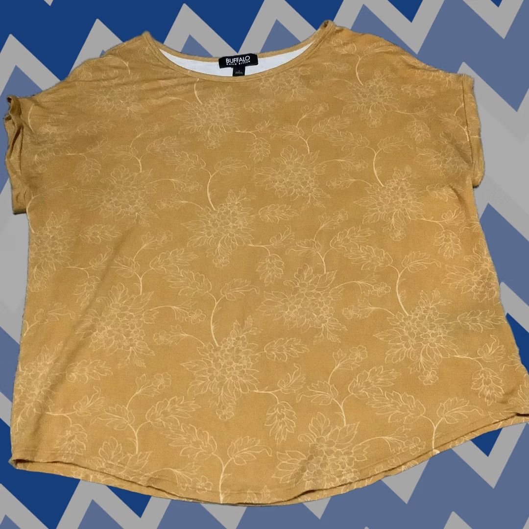 Buffalo David Bitton Buffalo David Bitton Women Shirt S Dolman Top Yellow Knit Short Sleeve Round Neck Cotton? Wait. Size S / US 4 / IT 40 - 1 Thumbnail