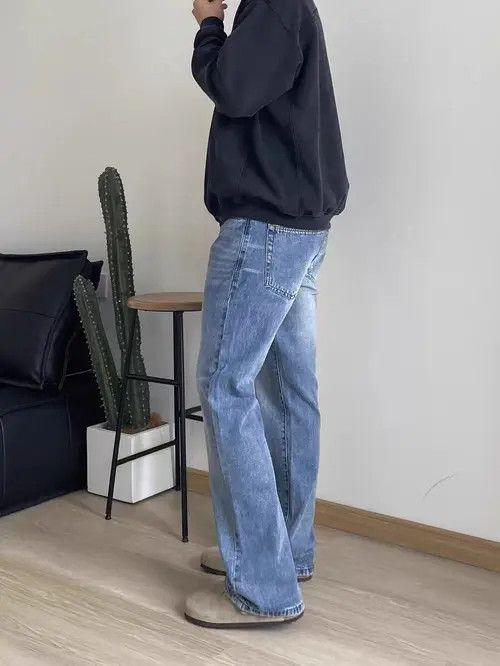VIBE Light blue washed and distressed straight leg jeans Size US 30 / EU 46 - 2 Thumbnail