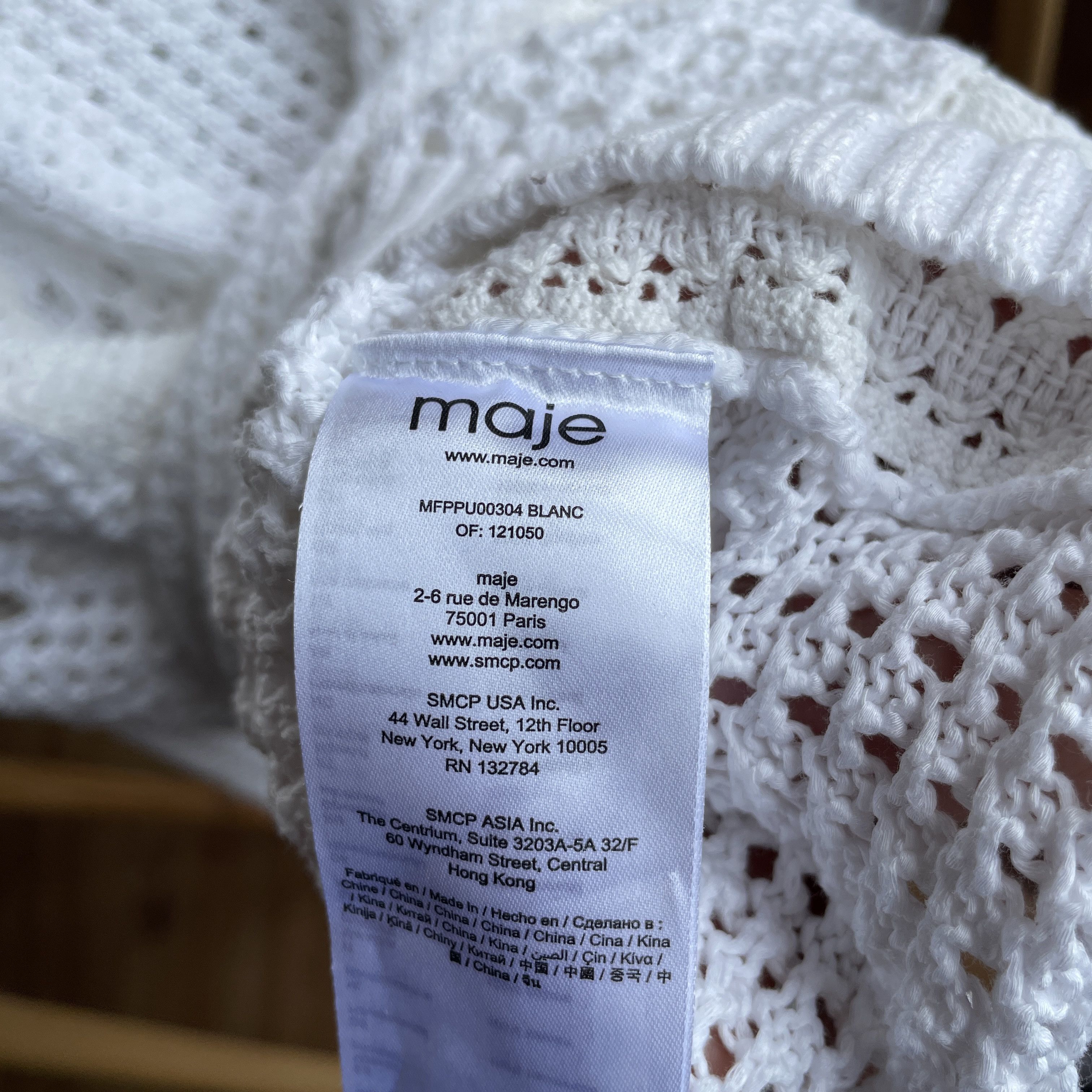 Maje Maje Mazet Crocheted Open Knit Cotton Sweater Size M / US 6-8 / IT 42-44 - 8 Thumbnail