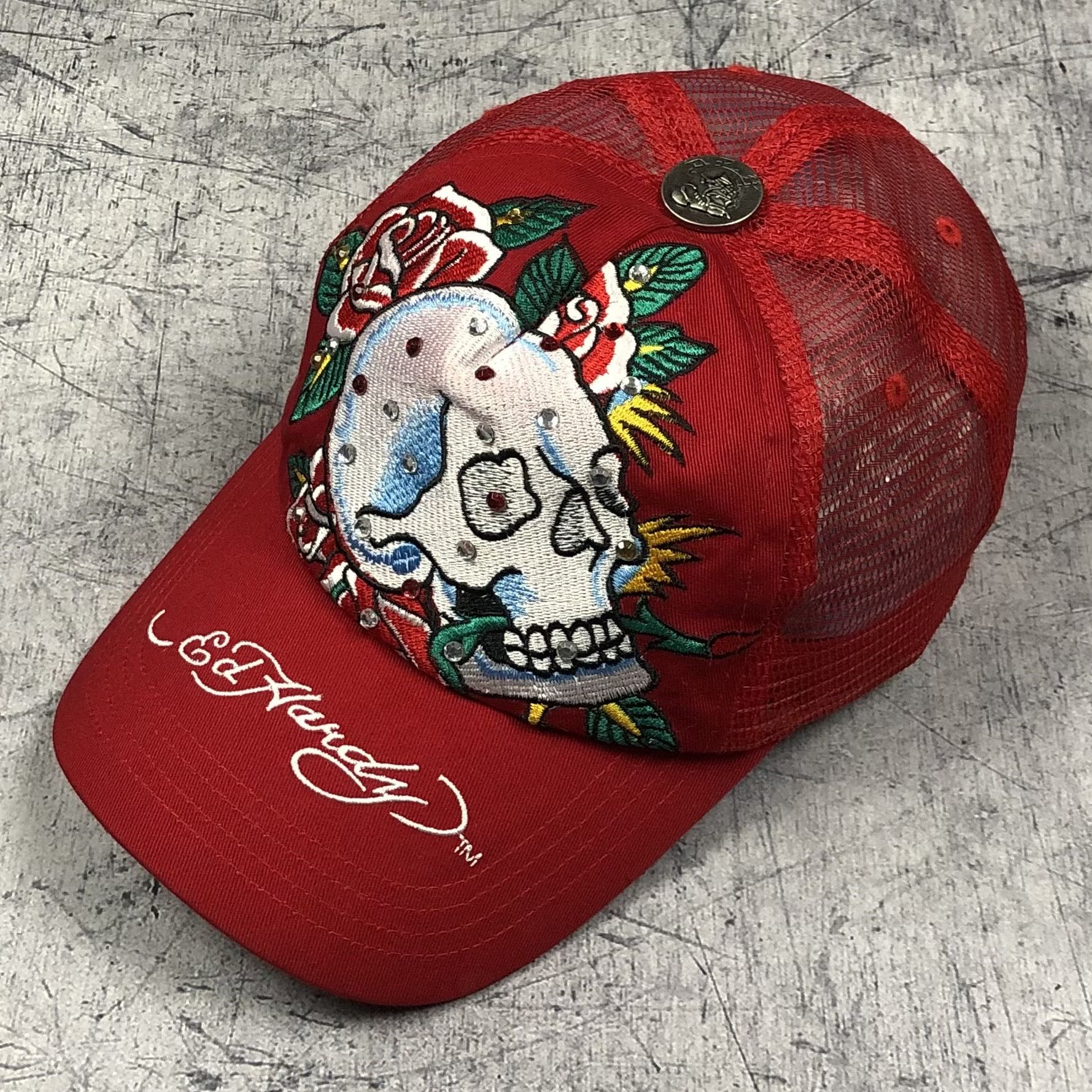 Ed Hardy Vintage Ed Hardy Skulls Roses Trucker Cap Size ONE SIZE - 2 Thumbnail