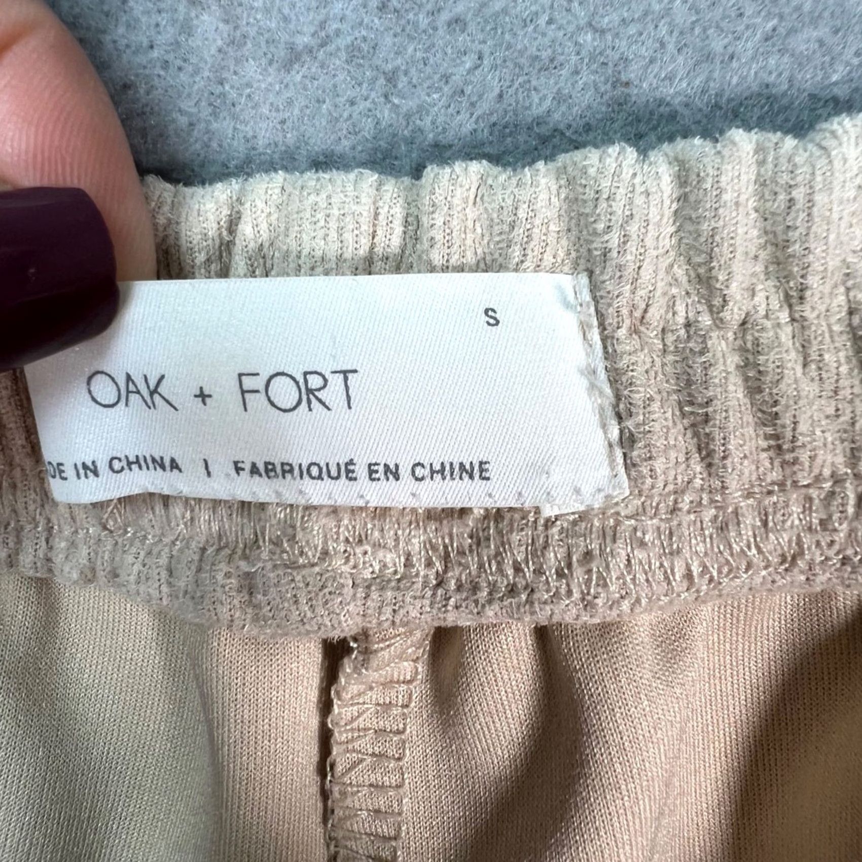 Oak + Fort Oak + Fort Womens Small Beige Elastic Waist Wide Leg Pants Size 28" / US 6 / IT 42 - 4 Thumbnail