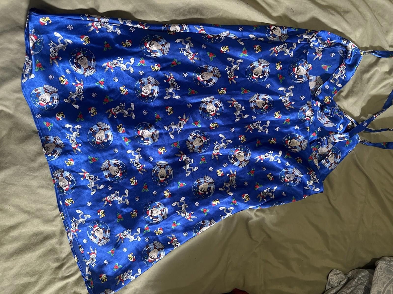 Designer VTG Medium Looney Tunes Night Gown Medium Cami Taz Christmas Size ONE SIZE - 7 Thumbnail