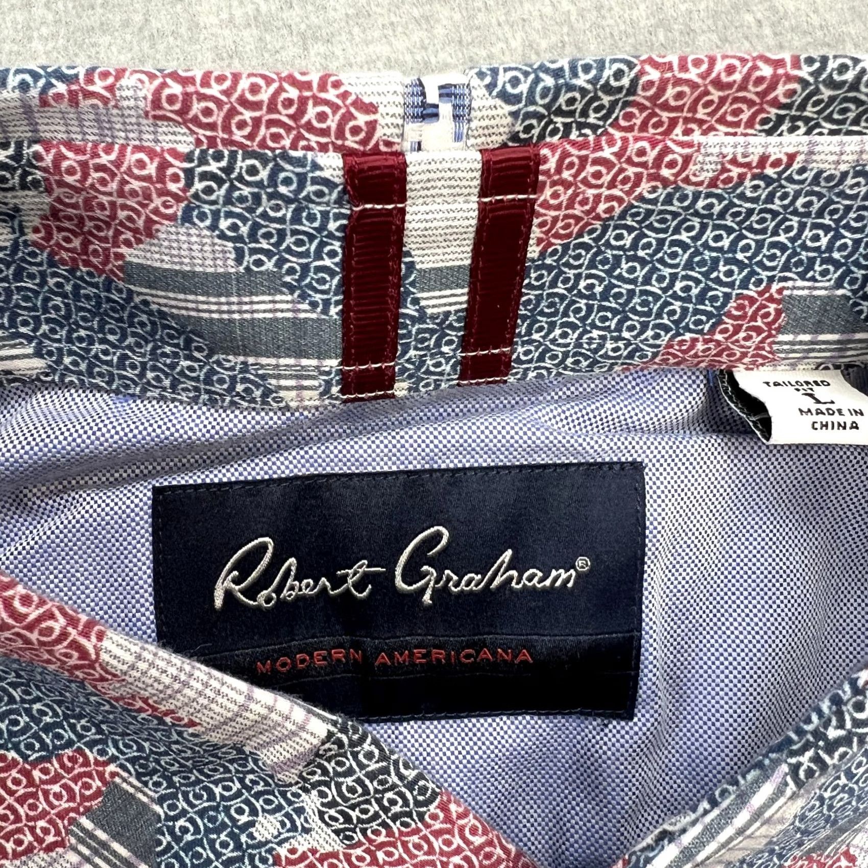 Robert Graham Robert Graham Shirt Men L Button-Up Geometric USA Tailored Modern Americana Camouflage Multicolor Cotton Spandex Size US L / EU 52-54 / 3 - 6 Thumbnail