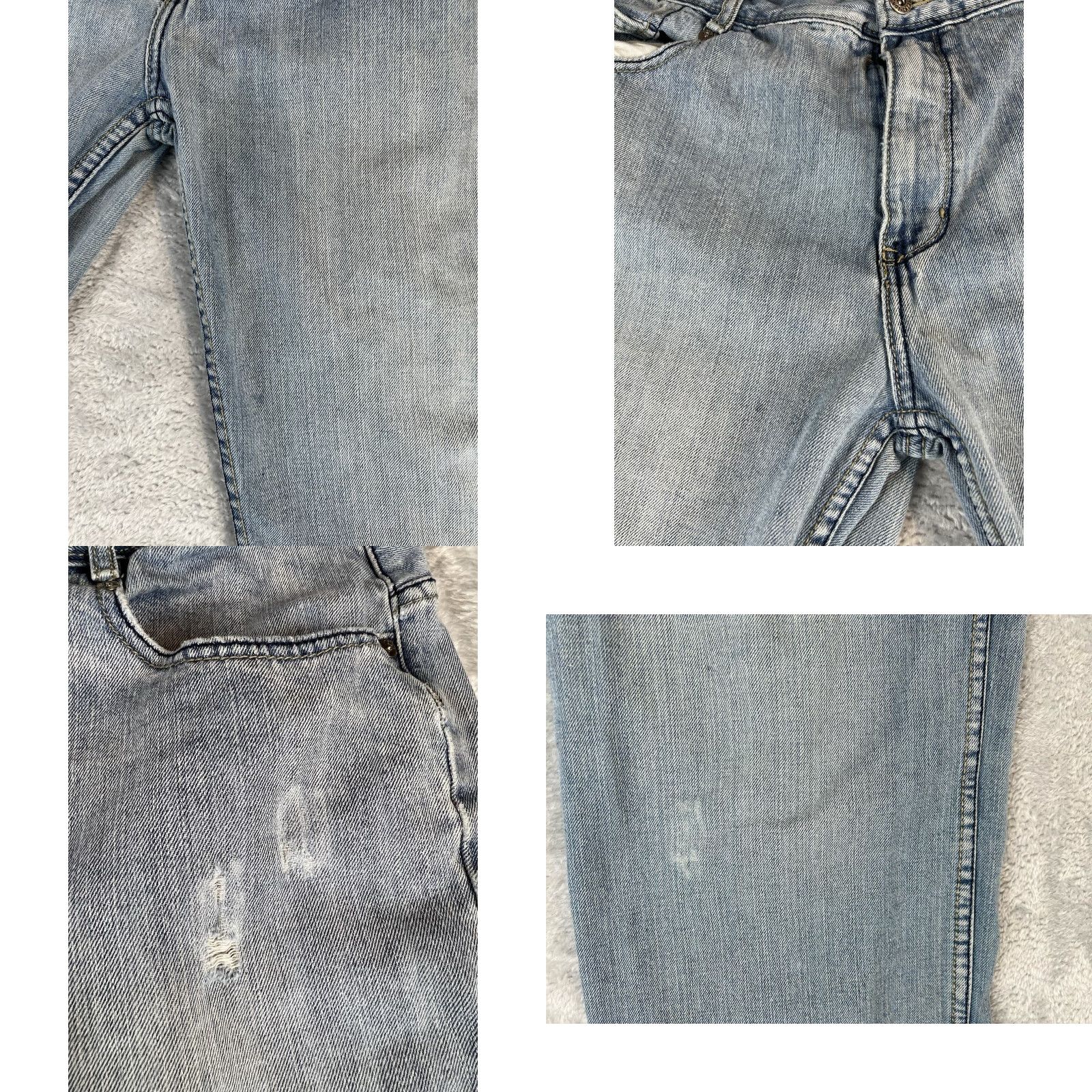 Vintage VINTAGE Pepe Jeans London Jeans Mens 38.5x30.5 Blue Distressed Light Wash Wide-Leg Skater - 90s Hip Hop Grunge Theme Mens Jeans Size US 39 - 8 Thumbnail