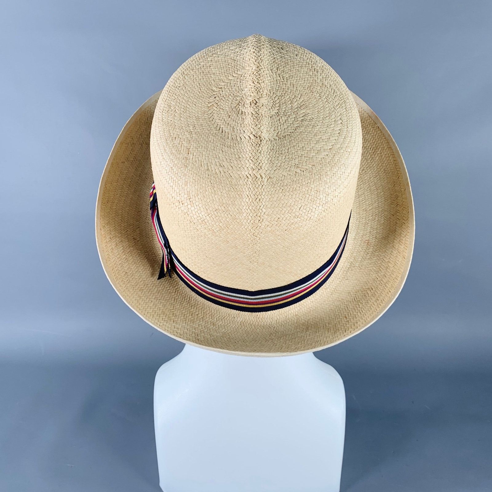 Turnbull & Asser Size L Beige Multi Color Woven Ribbon Straw Panama Hat Size ONE SIZE - 4 Thumbnail
