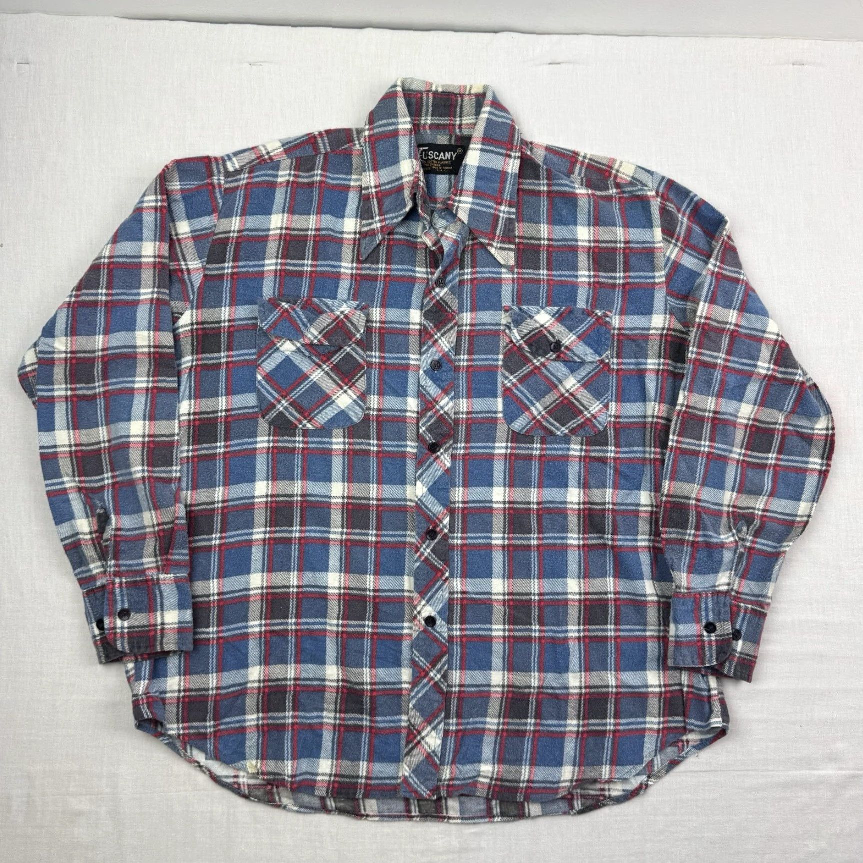 Vintage VINTAGE Tuscany Shirt Mens Medium Blue Plaid Flannel Button-Up Collared 70s Nature Outdoor Size US M / EU 48-50 / 2 - 6 Thumbnail