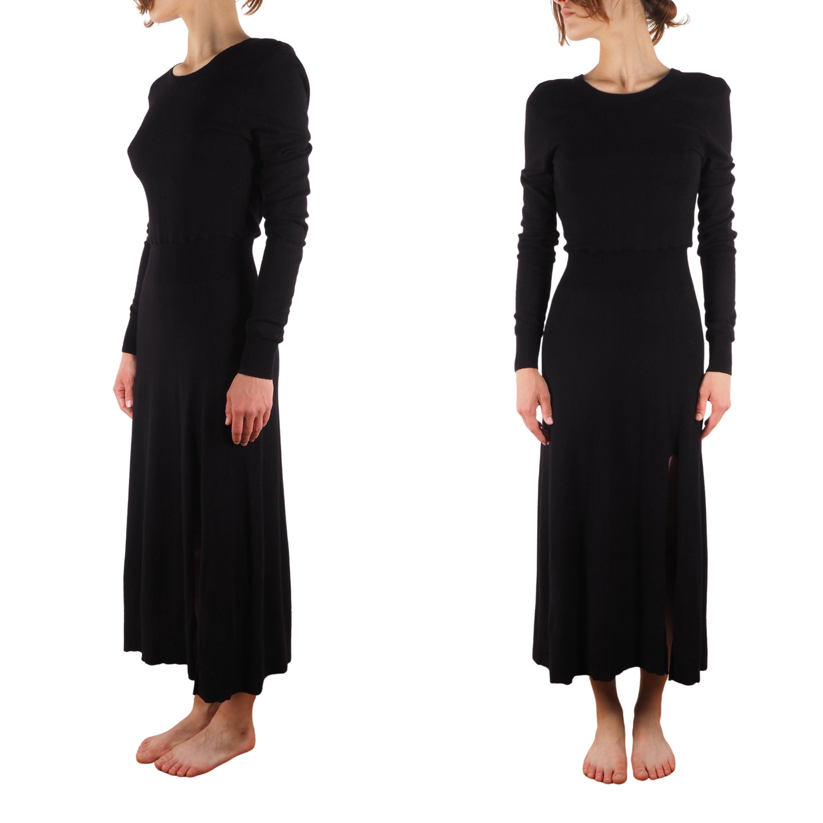 Maje Maje Women's Black Viscose Wool Long Sleeve Long Midi Dress Size M / US 6-8 / IT 42-44 - 2 Thumbnail