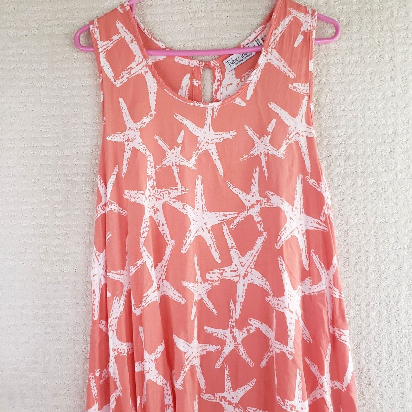 Vintage VINTAGE Tybee Island Clothing Co. Womens M Coral Starfish Sleeveless Summer Dress Beach Size M / US 6-8 / IT 42-44 - 3 Thumbnail