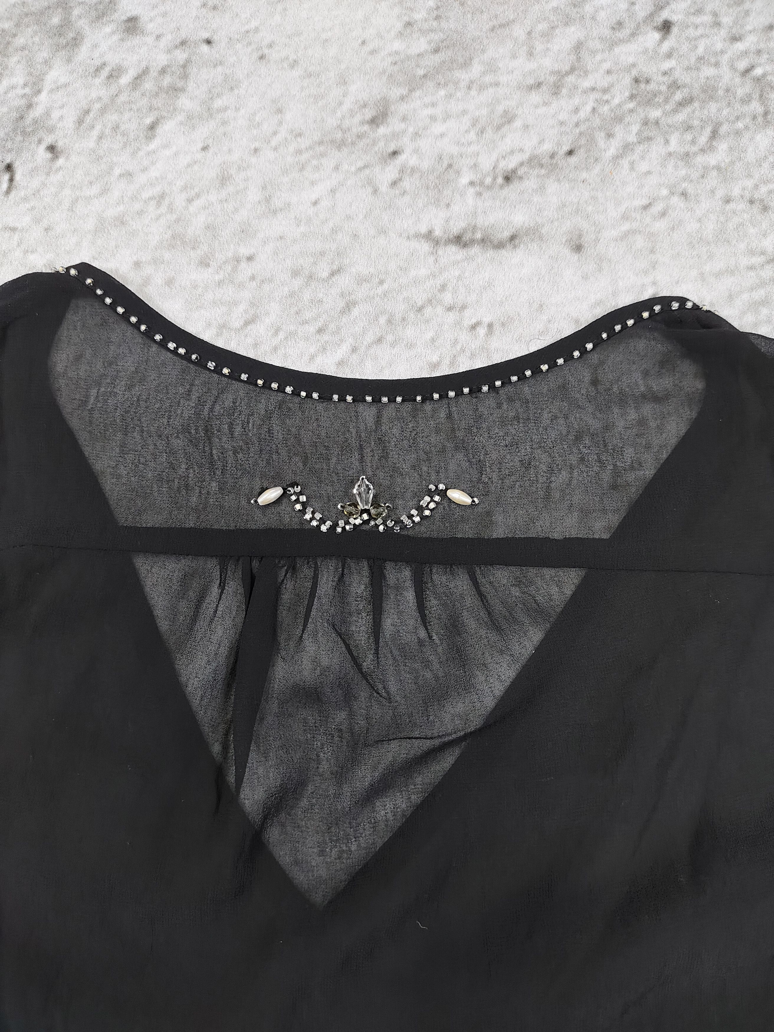 Michel Klein 00s Michel Klein- Fairy Grunge Gothic Sheer Beaded V-Neck Size M / US 6-8 / IT 42-44 - 9 Thumbnail