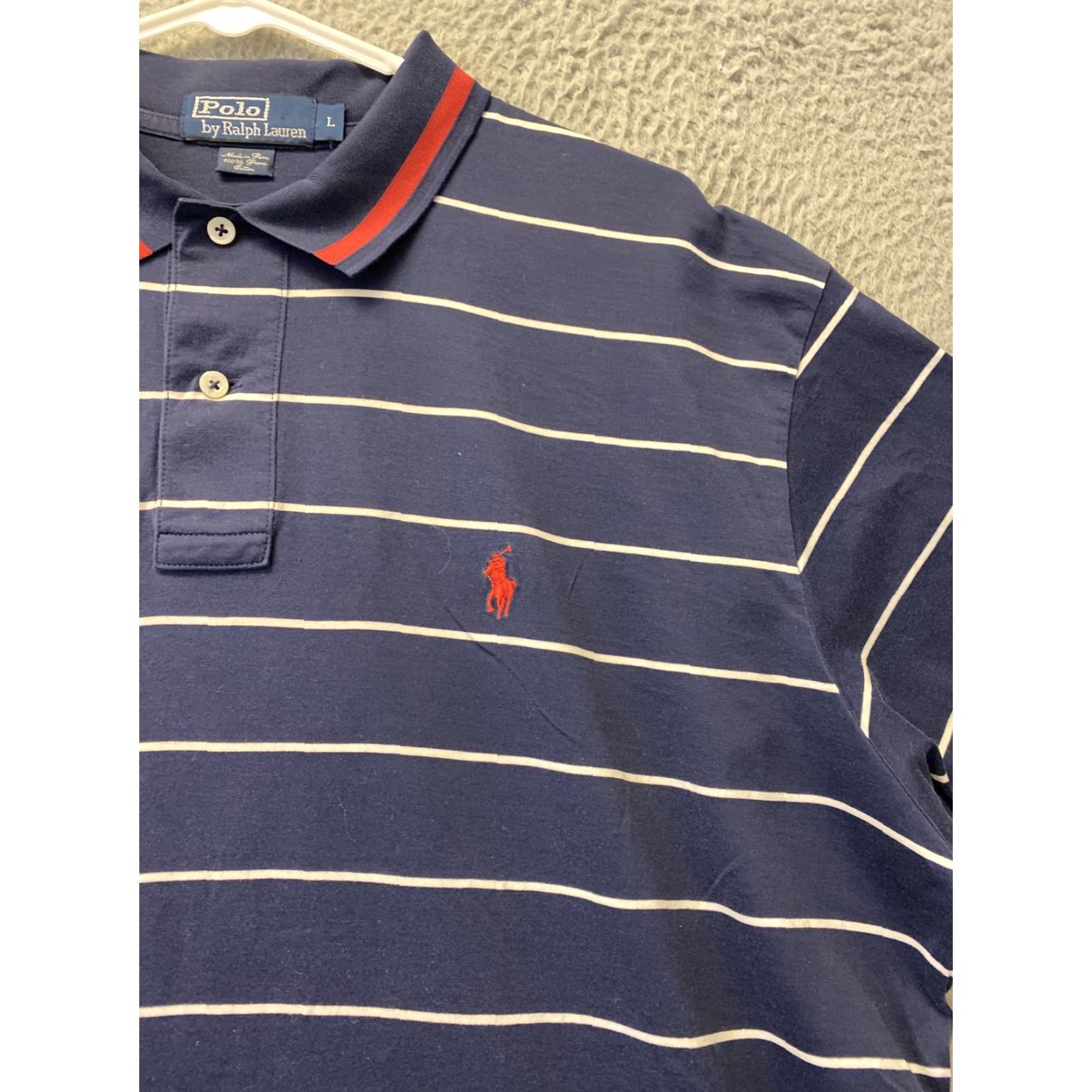 Polo Ralph Lauren VINTAGE Polo Ralph Lauren Polo Shirt Men L Blue White Striped Casual Golf Preppy Size US L / EU 52-54 / 3 - 2 Thumbnail