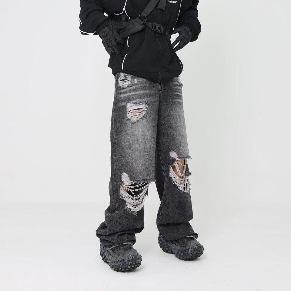 Jean Baggy Washed Distressed Denim Jeans Size US 32 / EU 48 - 2 Thumbnail