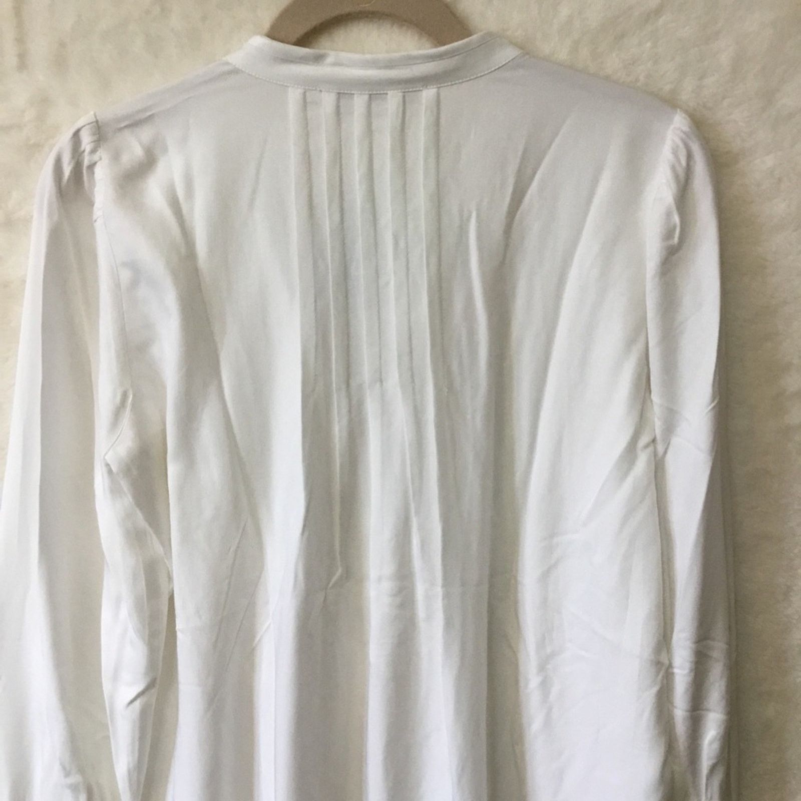 Loft Loft White Split Neck Tunic Blouse with Pintuck Details Size S / US 4 / IT 40 - 10 Thumbnail