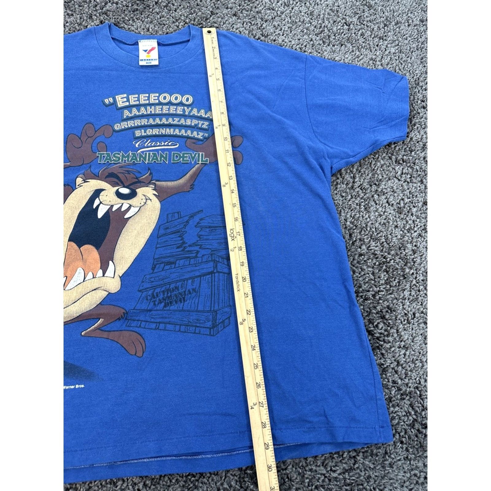 Vintage VINTAGE Looney Tunes T-Shirt Mens 2XL Blue Tasmanian Devil Cartoon 90s Shirt Mens Blues NTSC Size US XXL / EU 58 / 5 - 2 Thumbnail