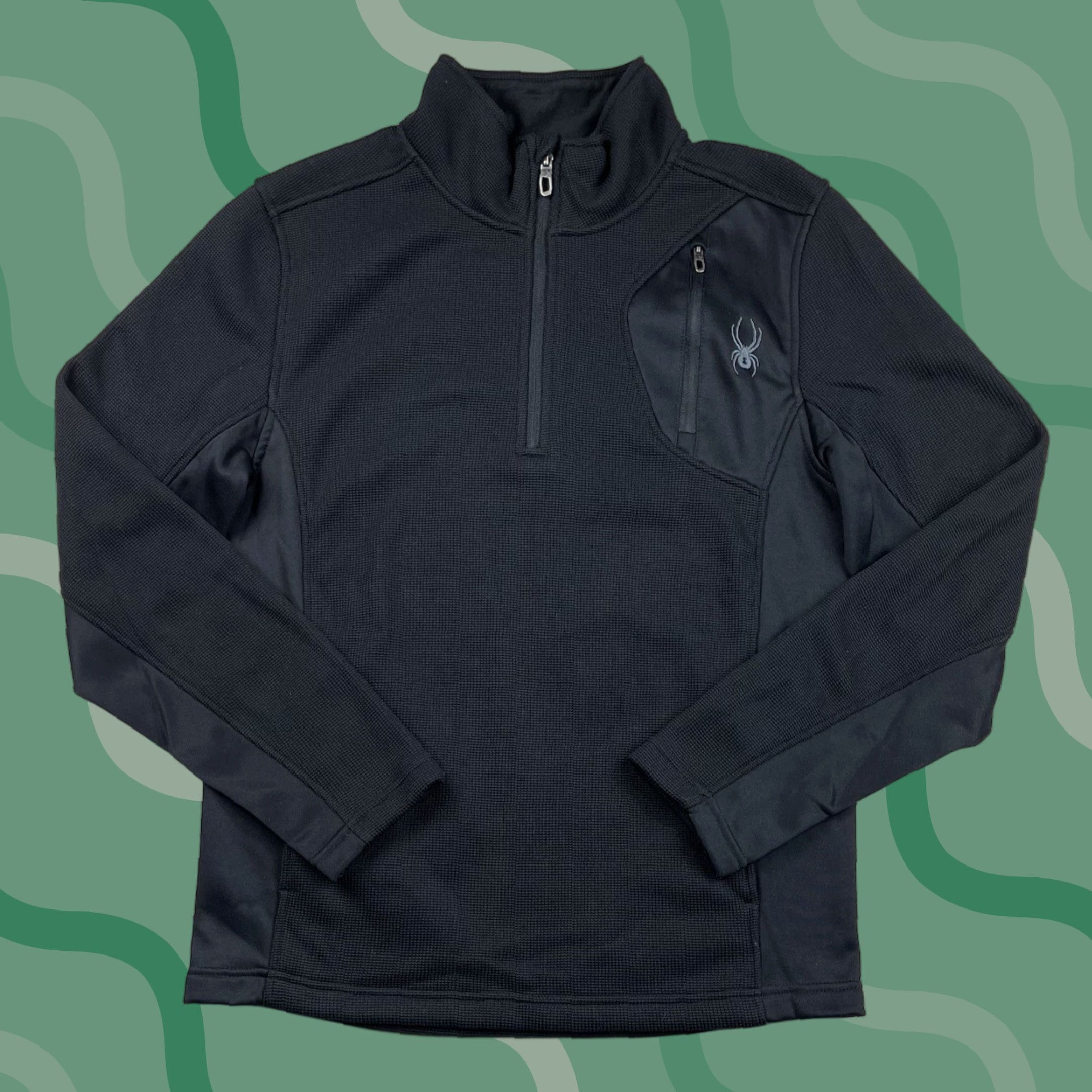 Spyder Spyder Mens Black 1/4 Zip Long Sleeve Athletic Pullover Sweater Size M Black Logo Mock Neck Casual Winter Cross Training Mens Size US M / EU 48-50 / 2 - 1 Thumbnail