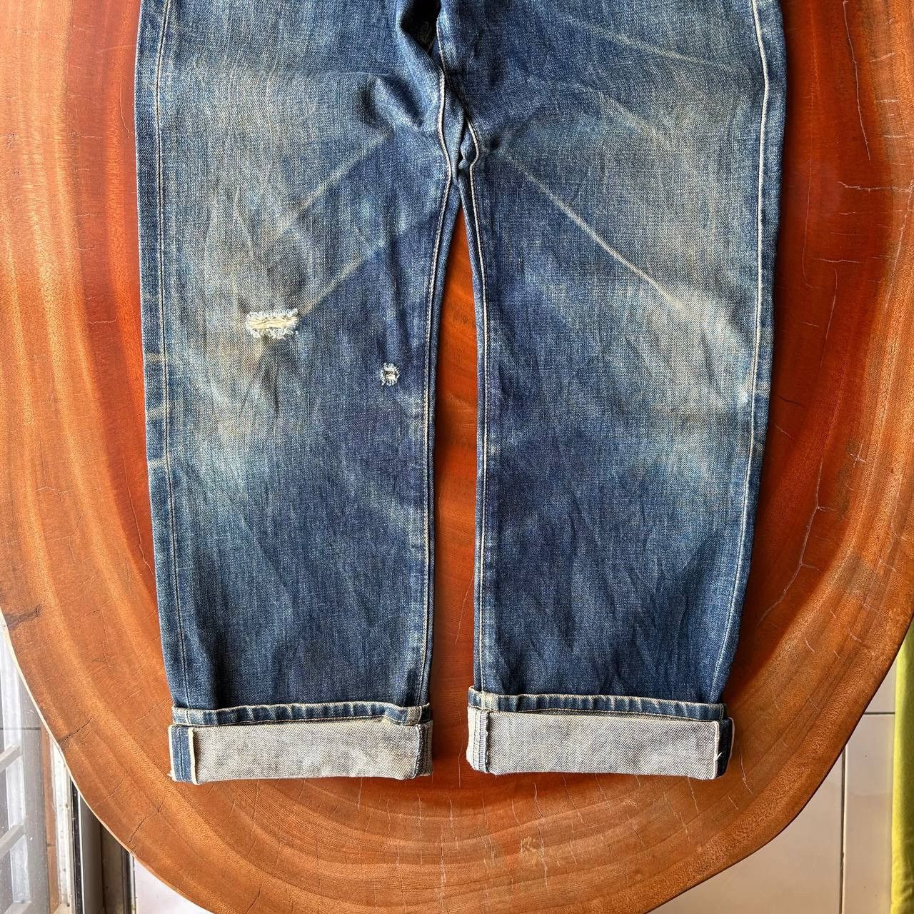 Levi's Vintage Clothing Levi’s 503B Big E Selvedge Distress Vintage Dark Blue Pants Size US 29 - 5 Thumbnail