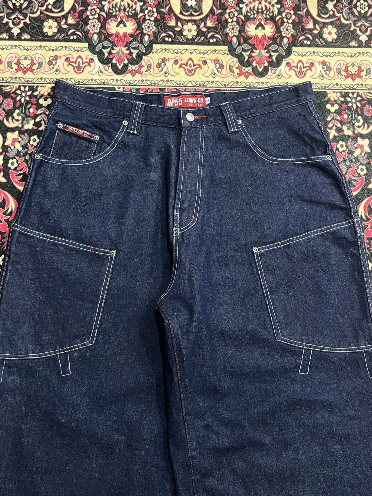 JNCO ⚡️Baggy⚡️Vintage RP55 Indigo Washed Repaired Extra Baggy Jeans Size US 38 / EU 54 - 4 Thumbnail