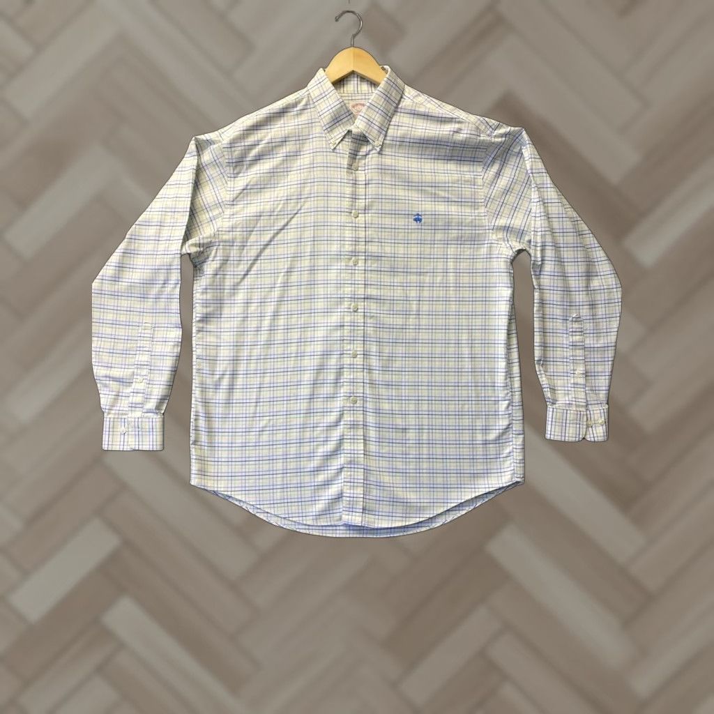 Brooks Brothers Brooks Brothers 346 Shirt Mens L Slim Fit White Plaid Long Sleeve Button Down Size US L / EU 52-54 / 3 - 1 Thumbnail