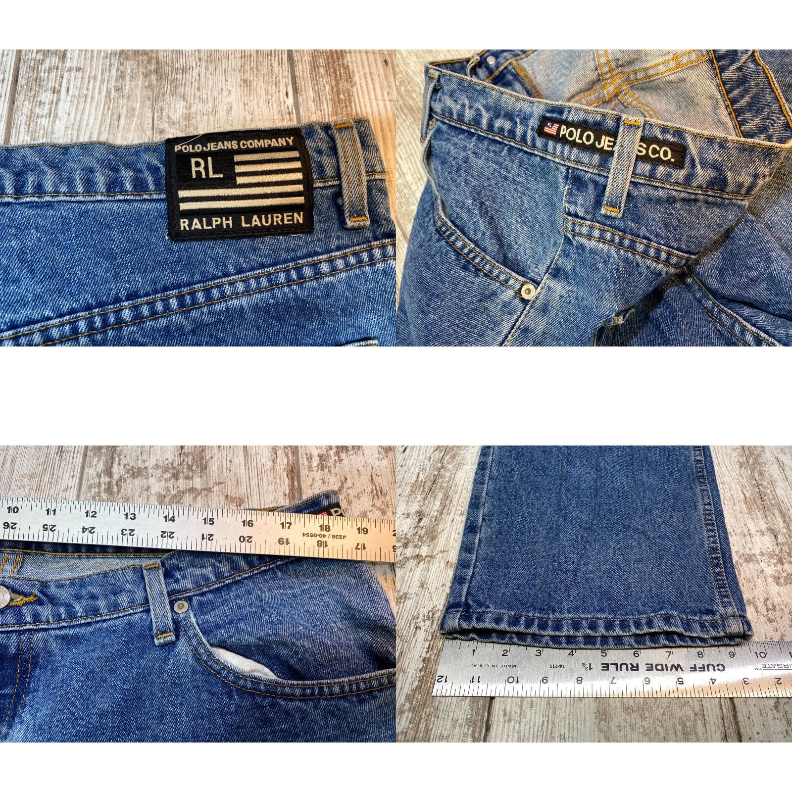 Polo Ralph Lauren VINTAGE Polo Jeans Co Ralph Lauren Jeans Men 38X34 Loose Baggy Full Leg Blue 80s 90s Retro Designers Mens Size US M / EU 48-50 / 2 - 9 Thumbnail