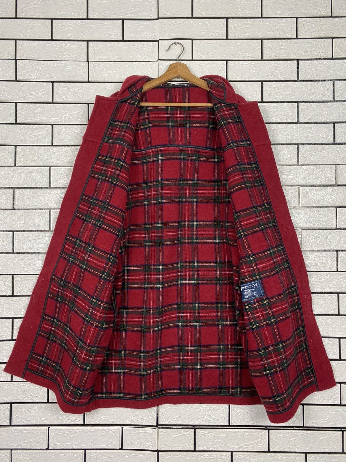 Burberry 🔥VINTAGE DUFFLE WOOL JACKET BURBERRYS CHECK TARTAN BLANKET Size US M / EU 48-50 / 2 - 16 Thumbnail