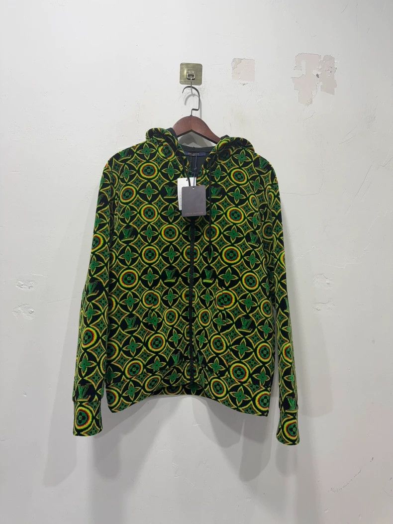 Louis Vuitton Louis Vuitton Jamaican Green Flocked Full Print Hooded Jac Size US L / EU 52-54 / 3 - 1 Thumbnail