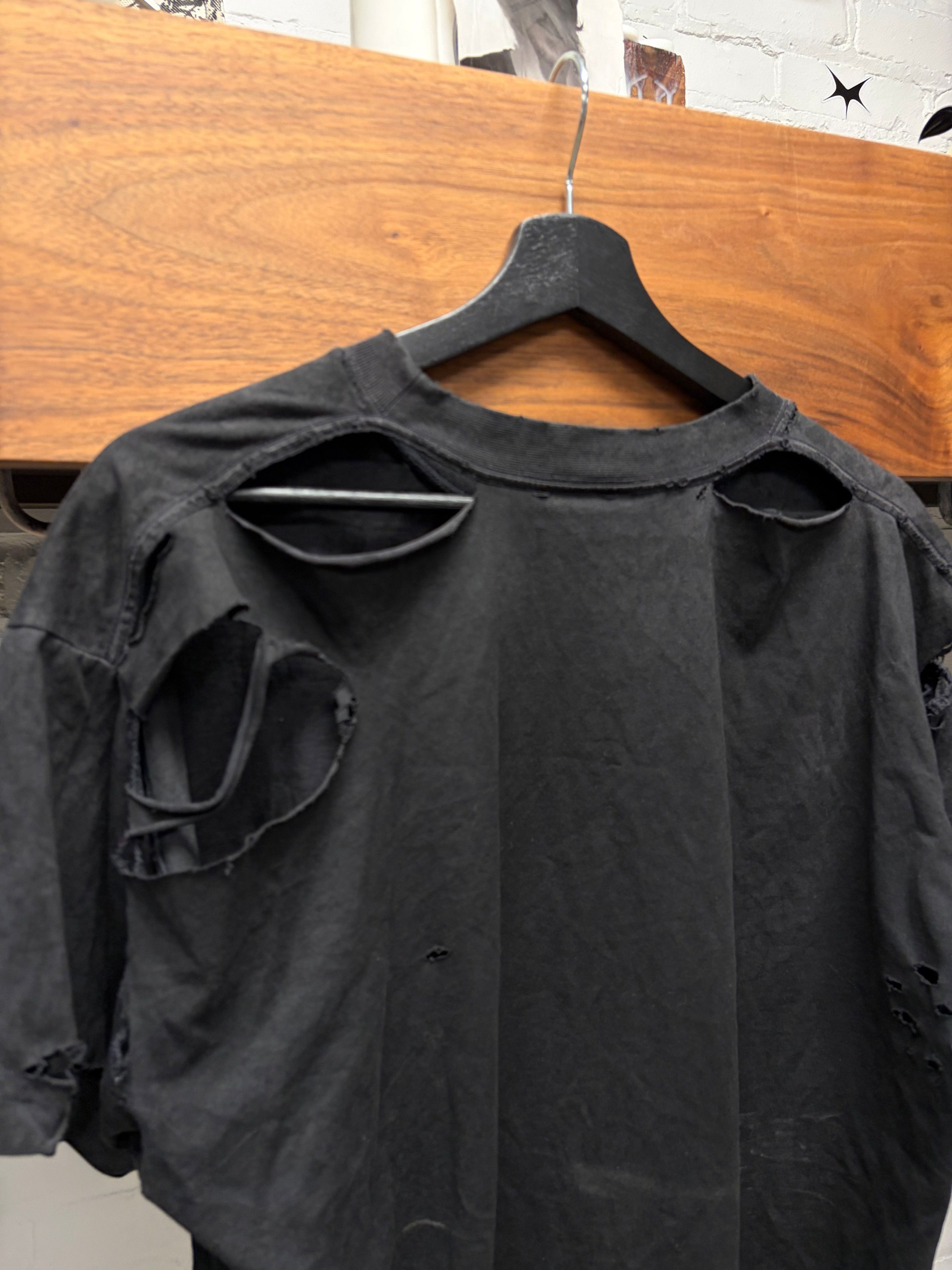 Balenciaga AW2025 Balenciaga ‘Emo Team’ Distressed Black Logo T-Shirt Size US M / EU 48-50 / 2 - 5 Thumbnail