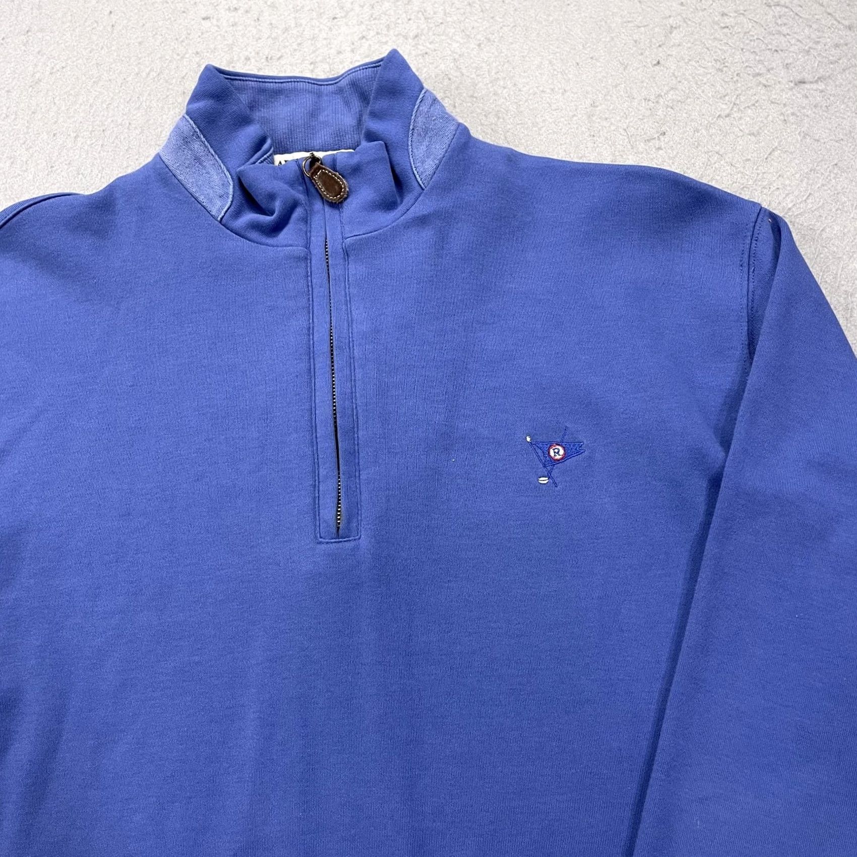 REEF Clark & Gregory Ocean Reef Club Golf Sweater Mens M Blue 1/4 Zip Logo Knit Pullover Mock Neck Cotton Sweater Size US M / EU 48-50 / 2 - 3 Thumbnail