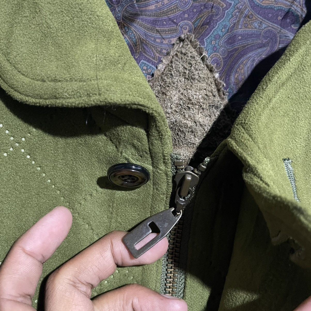 Lancel Vintage Lancel Paris Green Suede Bomber Jacket Made in Japan Size US L / EU 52-54 / 3 - 8 Thumbnail