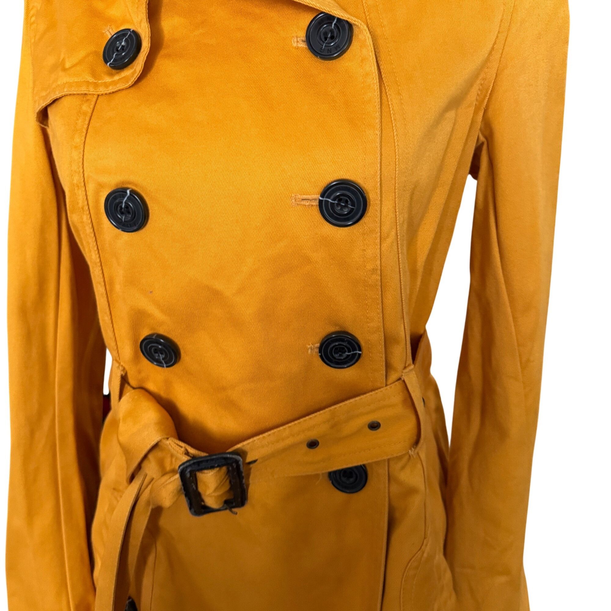 Mango Womens Yellow Double-Breasted Trench Coat With Adjustable Be Size S / US 4 / IT 40 - 2 Thumbnail