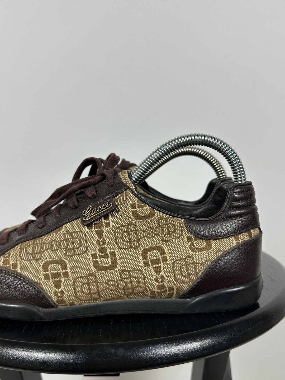 Gucci Gucci GG Monogram Leather/Canvas Lace Up Low Sneakers Size US 6 / IT 36 - 14 Thumbnail
