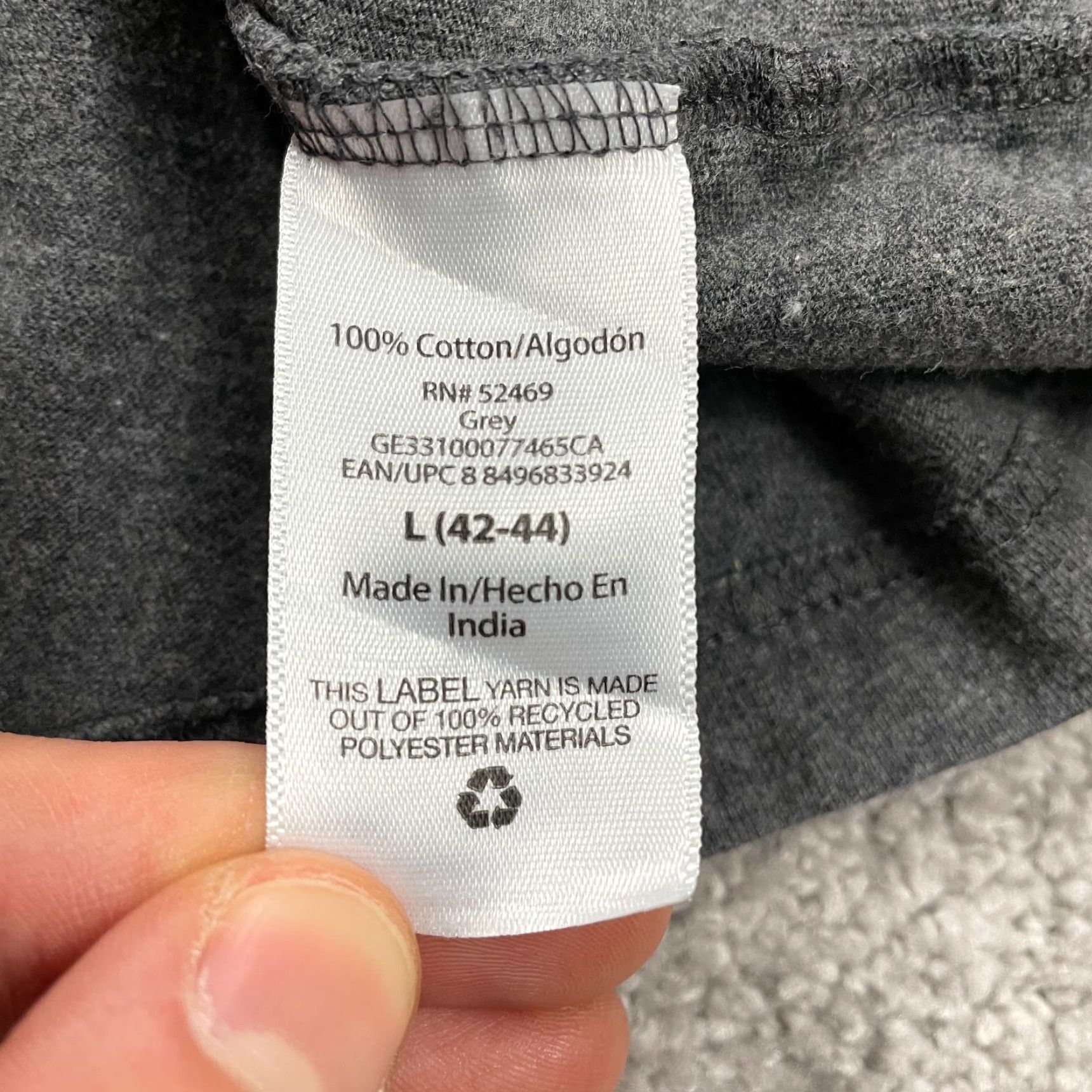 George George Casual Crew Neck T-Shirt Mens Large Gray Long Sleeve Cotton Regular Fit Size US L / EU 52-54 / 3 - 5 Thumbnail