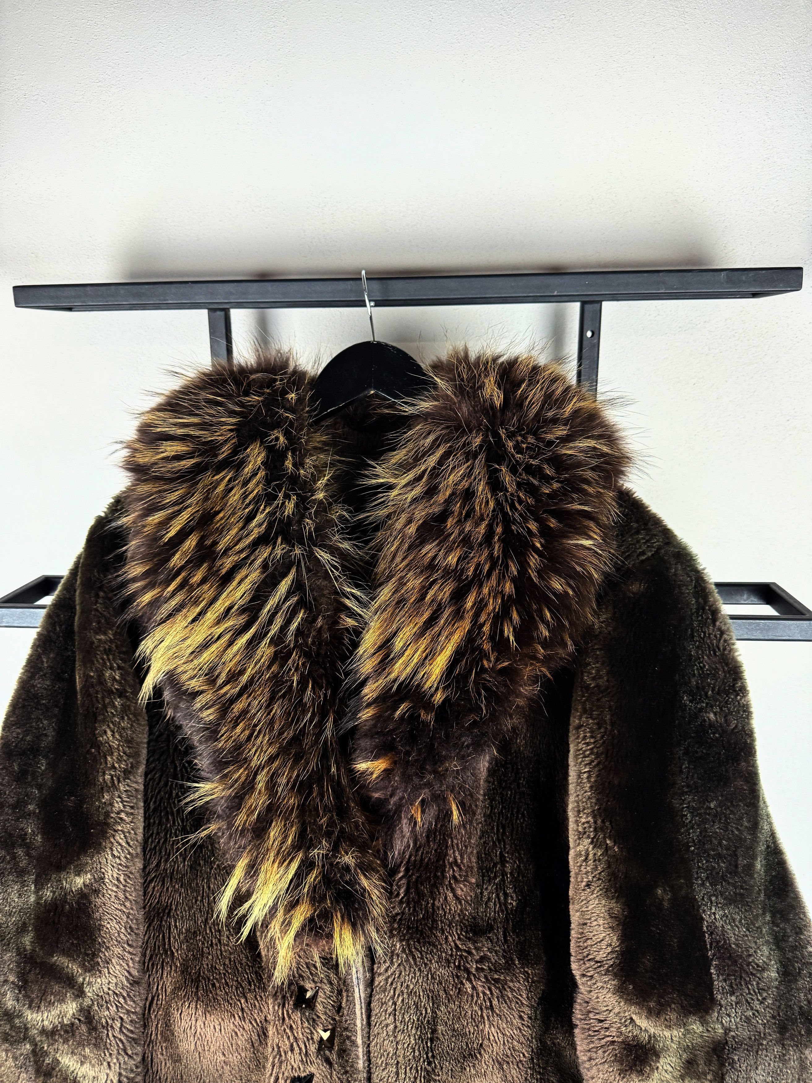 Yohji Yamamoto Luxury Fur Coat Dark Brown Statement Glam Vintage Y2K Core Size US L / EU 52-54 / 3 - 4 Thumbnail