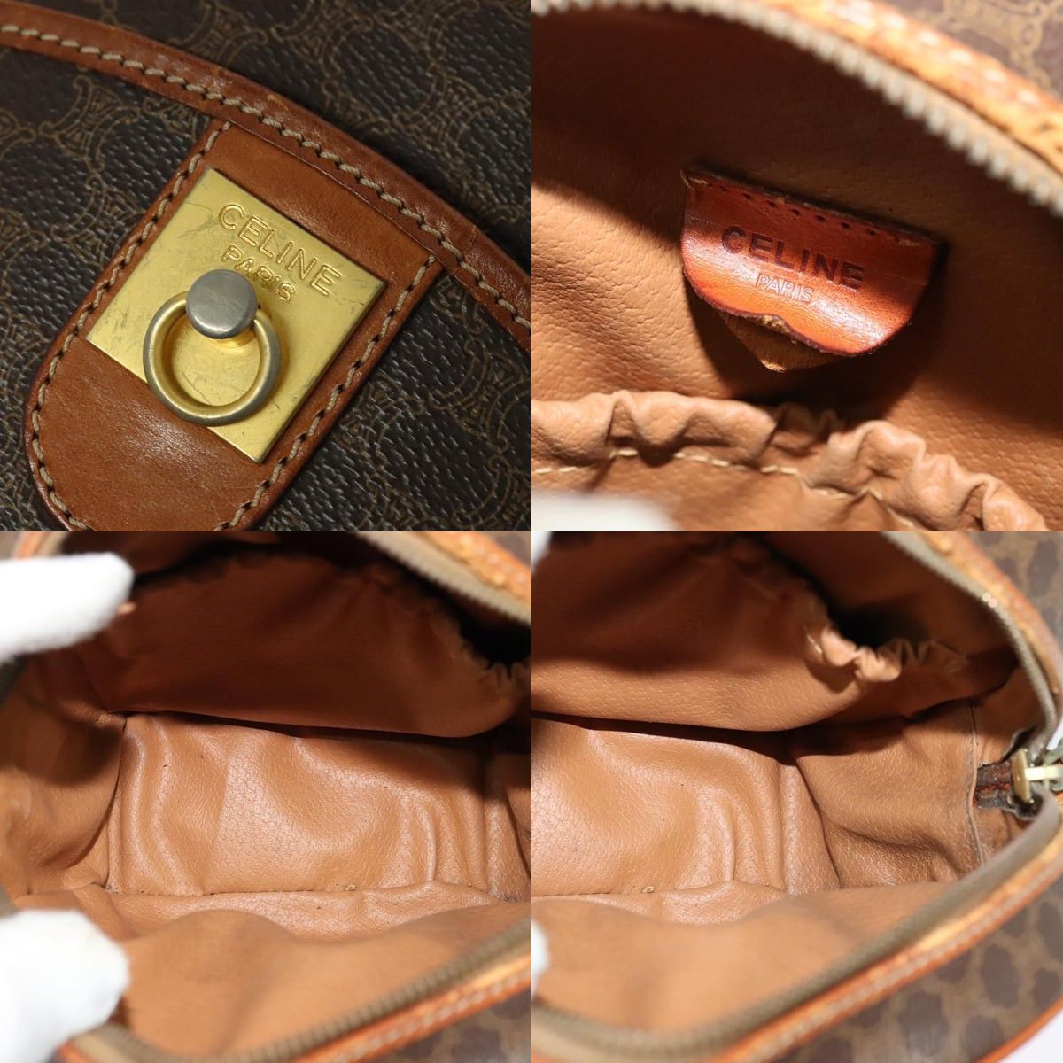 Celine CELINE Macadam Canvas Shoulder Bag Pvc Leather Brown Gold Size ONE SIZE - 11 Thumbnail