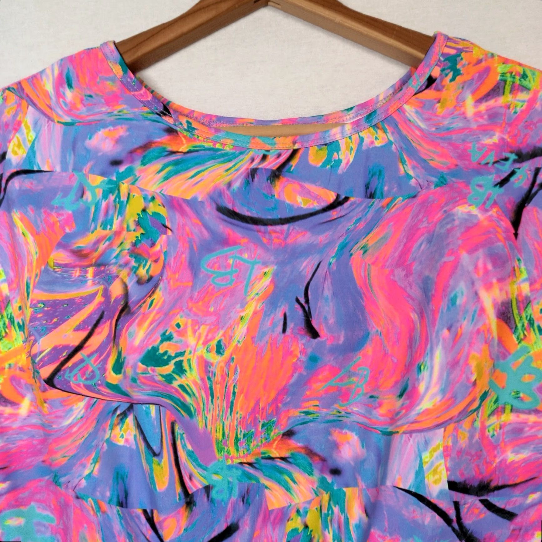 Vintage Lisa Blue Call Of The Whale Dress AUS UK 14 US 10 Beach Ruffle Psychedelic Swirl Size L / US 10 / IT 46 - 7 Thumbnail