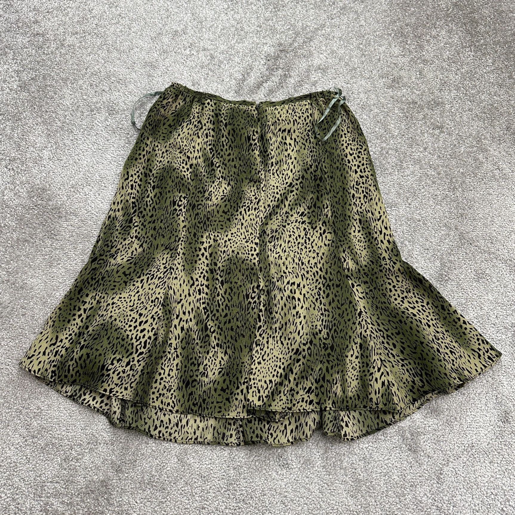 Vintage Unbranded Skirt A-Line Midi Womens 6 Regular 28 Green Leopard Lined Back Zip Size 28" / US 6 / IT 42 - 2 Thumbnail