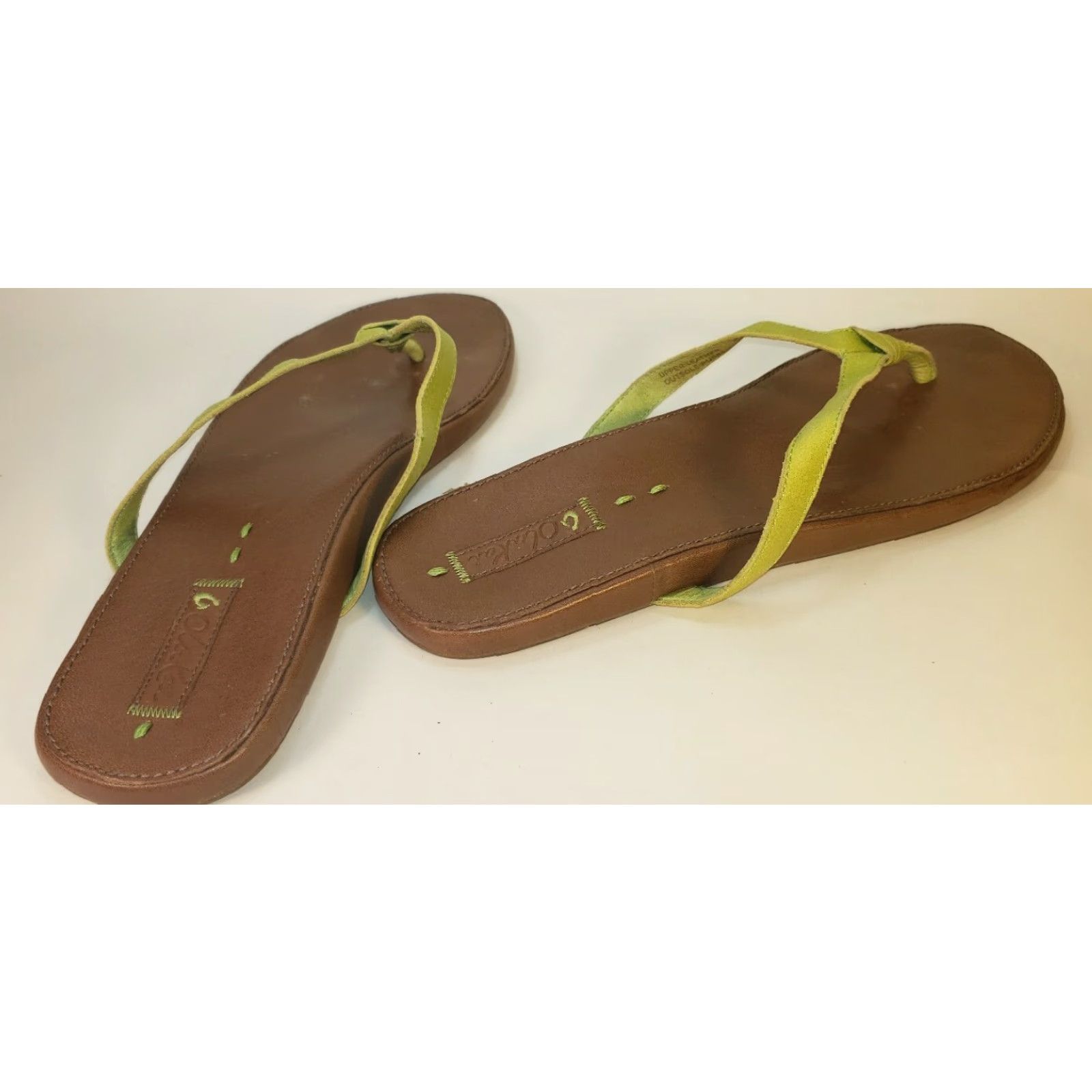 Olukai OluKai Hulali Flats Sandal Flip Flop Women's Size 11M Green Leather Straps Sandals Casual Comfort Arch Support Leather Insole M Strap Size US 11 / IT 41 - 7 Thumbnail